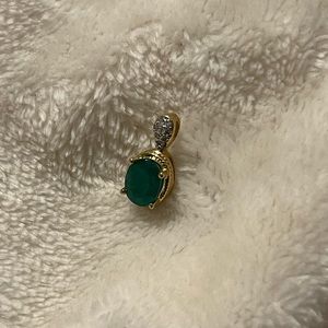 10k gold emerald and diamond pendant